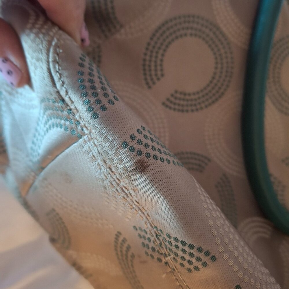 Coach Ashley Beige and Teal Shoulder Bag - Picture 5 of 6
